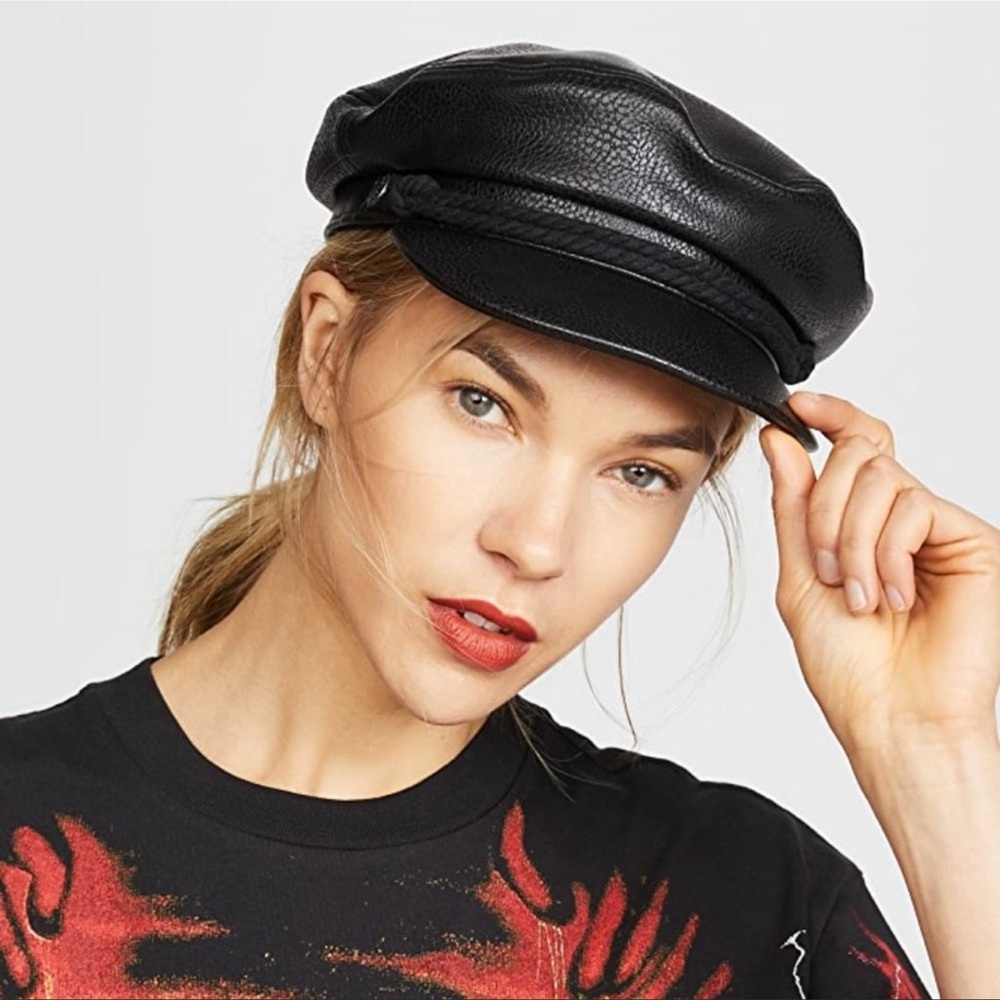 Brixton Black Vegan Leather Fiddler Cap
